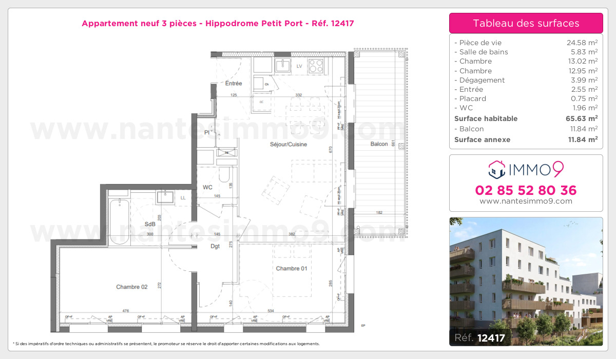 Plan et surfaces, Programme neuf Nantes : Hippodrome Petit Port Référence n° 12417