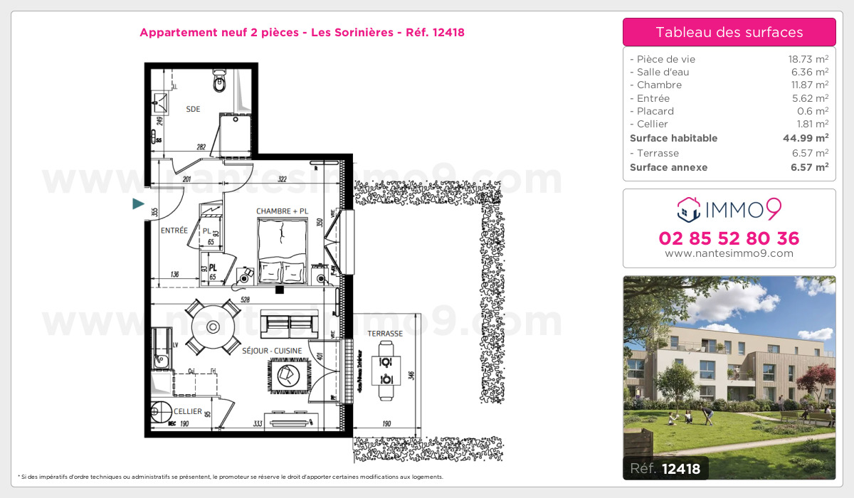 Plan et surfaces, Programme neuf Sorinières Référence n° 12418