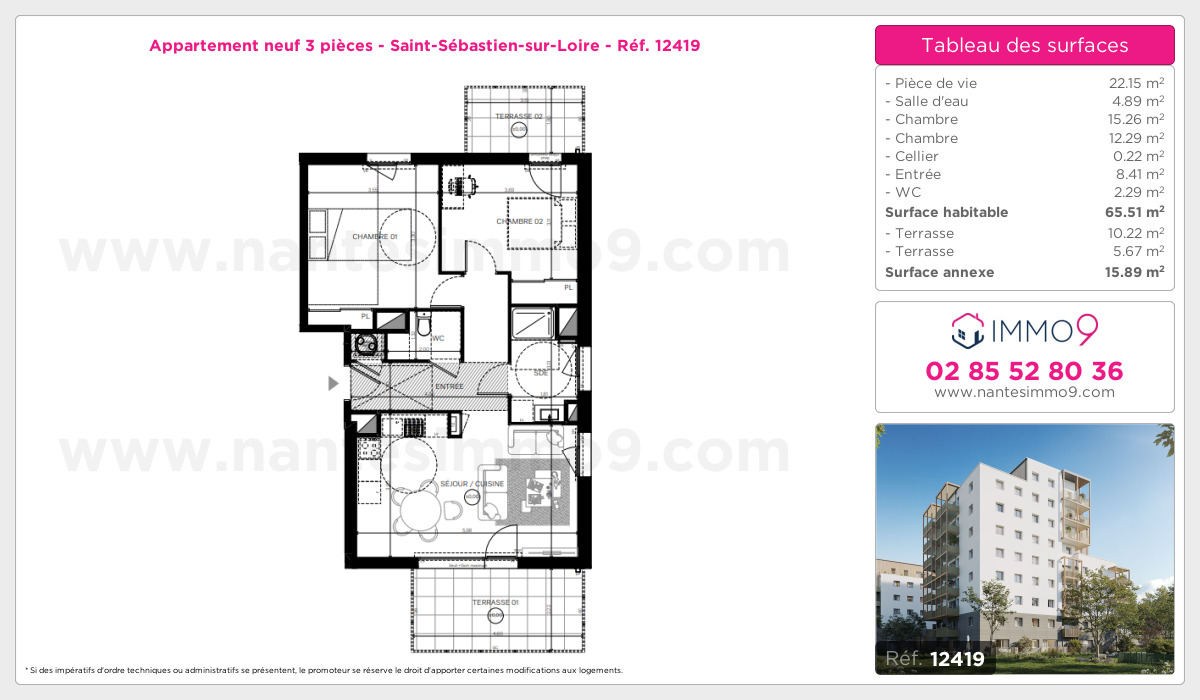 Plan et surfaces, Programme neuf Saint-Sébastien-sur-Loire Référence n° 12419