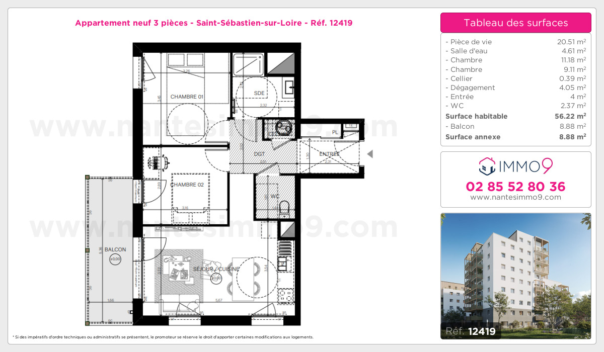 Plan et surfaces, Programme neuf Saint-Sébastien-sur-Loire Référence n° 12419
