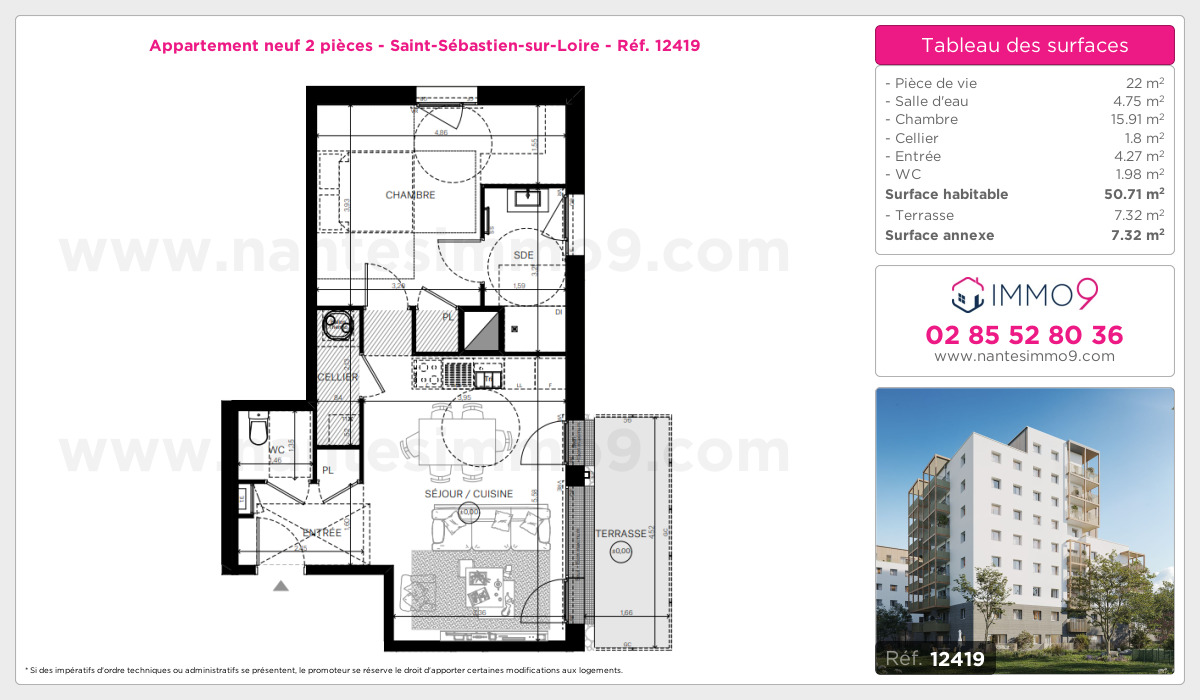 Plan et surfaces, Programme neuf Saint-Sébastien-sur-Loire Référence n° 12419