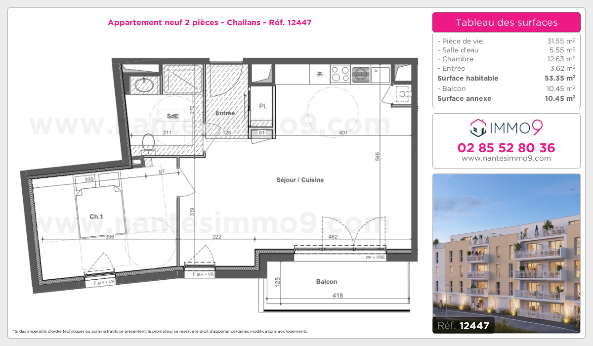 Plan et surfaces, Programme neuf Challans Référence n° 12447