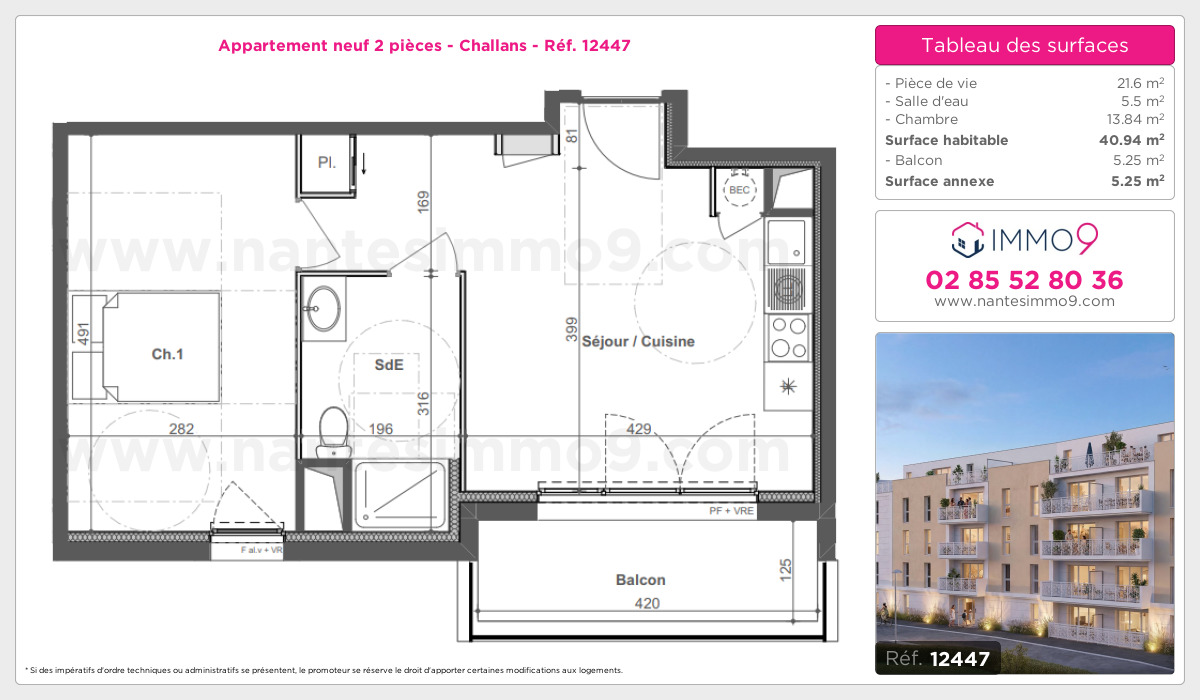 Plan et surfaces, Programme neuf Challans Référence n° 12447