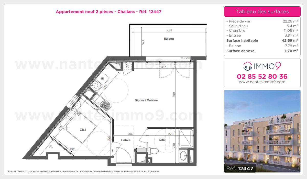 Plan et surfaces, Programme neuf Challans Référence n° 12447