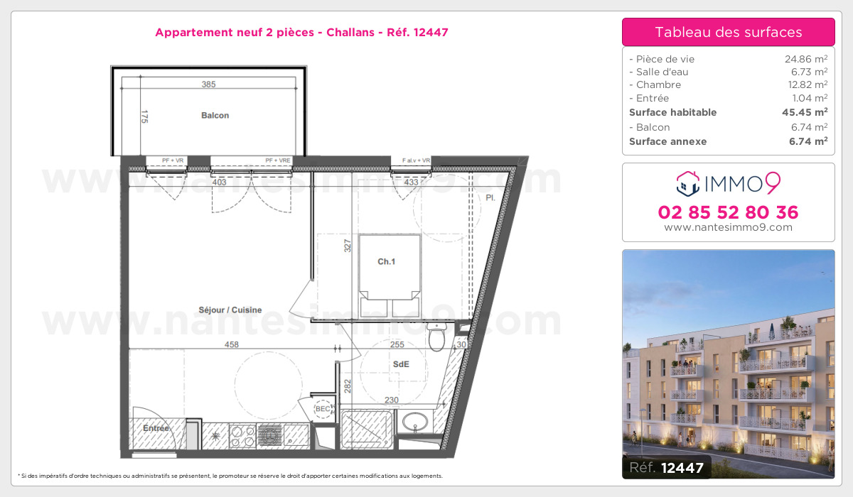 Plan et surfaces, Programme neuf Challans Référence n° 12447