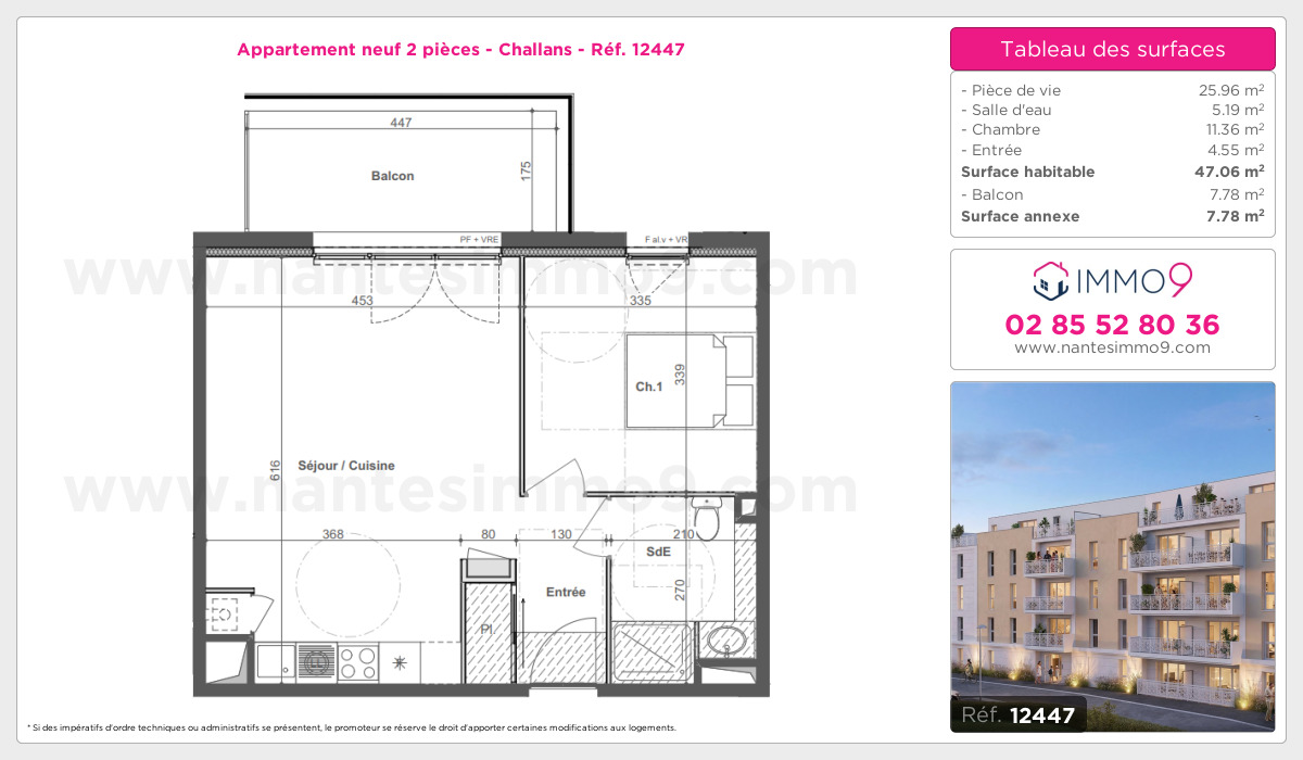 Plan et surfaces, Programme neuf Challans Référence n° 12447