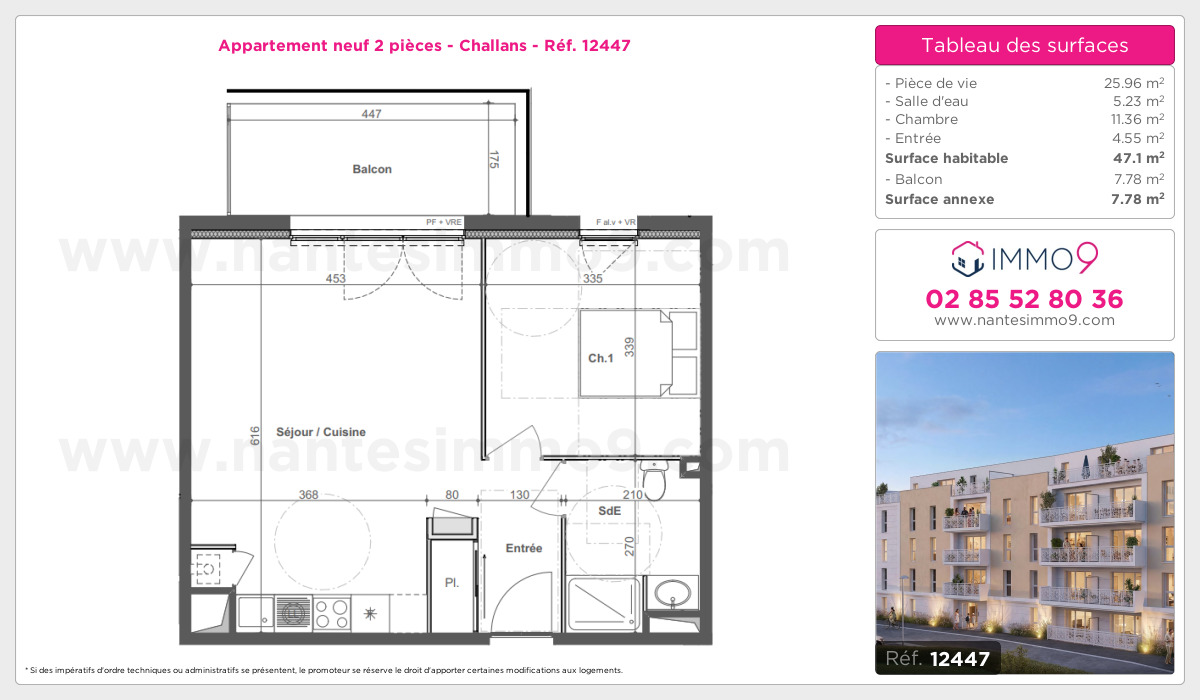 Plan et surfaces, Programme neuf Challans Référence n° 12447