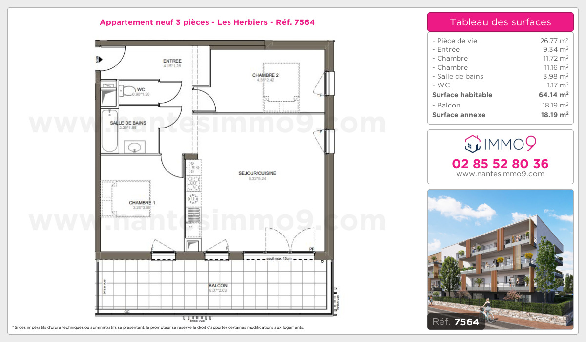 Plan et surfaces, Programme neuf Herbiers Référence n° 7564