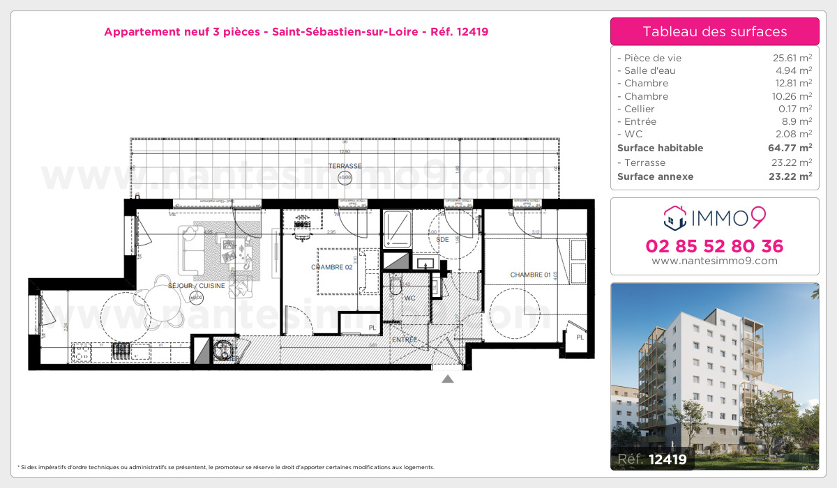 Plan et surfaces, Programme neuf Saint-Sébastien-sur-Loire Référence n° 12419