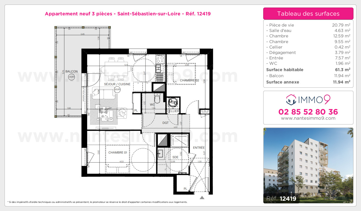 Plan et surfaces, Programme neuf Saint-Sébastien-sur-Loire Référence n° 12419