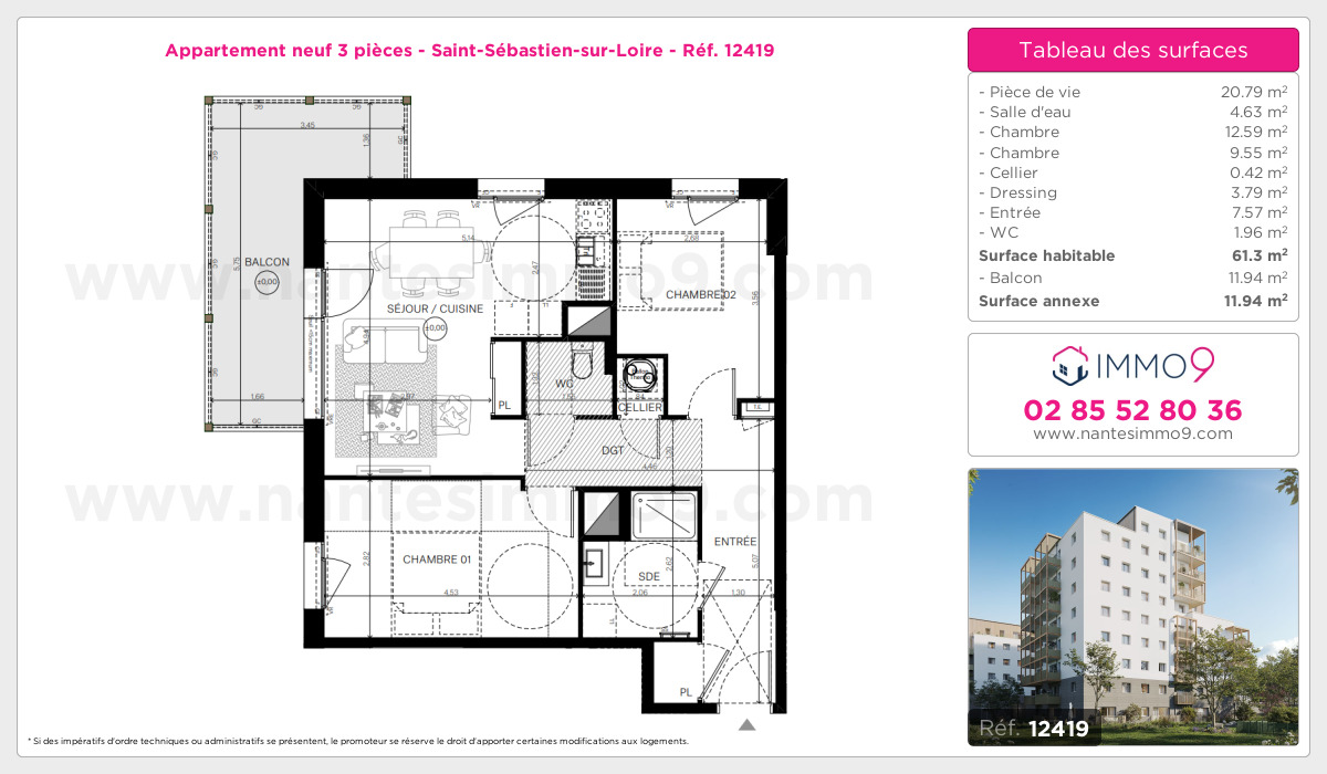 Plan et surfaces, Programme neuf Saint-Sébastien-sur-Loire Référence n° 12419