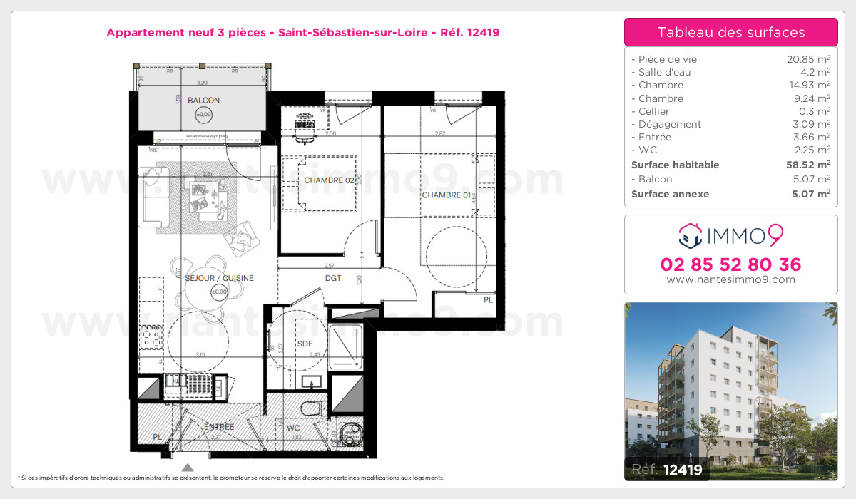 Plan et surfaces, Programme neuf Saint-Sébastien-sur-Loire Référence n° 12419