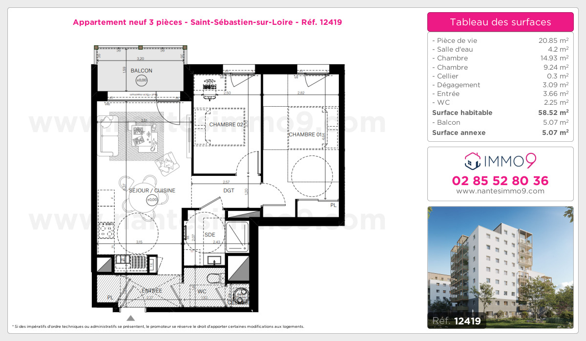 Plan et surfaces, Programme neuf Saint-Sébastien-sur-Loire Référence n° 12419