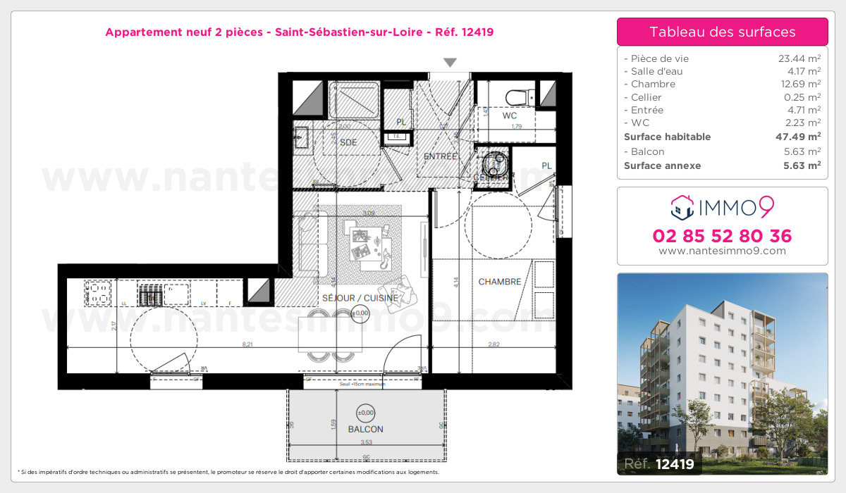 Plan et surfaces, Programme neuf Saint-Sébastien-sur-Loire Référence n° 12419