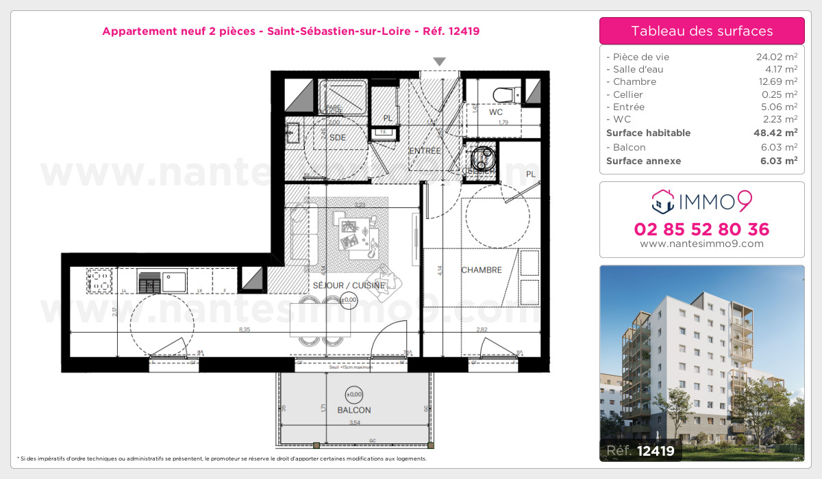 Plan et surfaces, Programme neuf Saint-Sébastien-sur-Loire Référence n° 12419