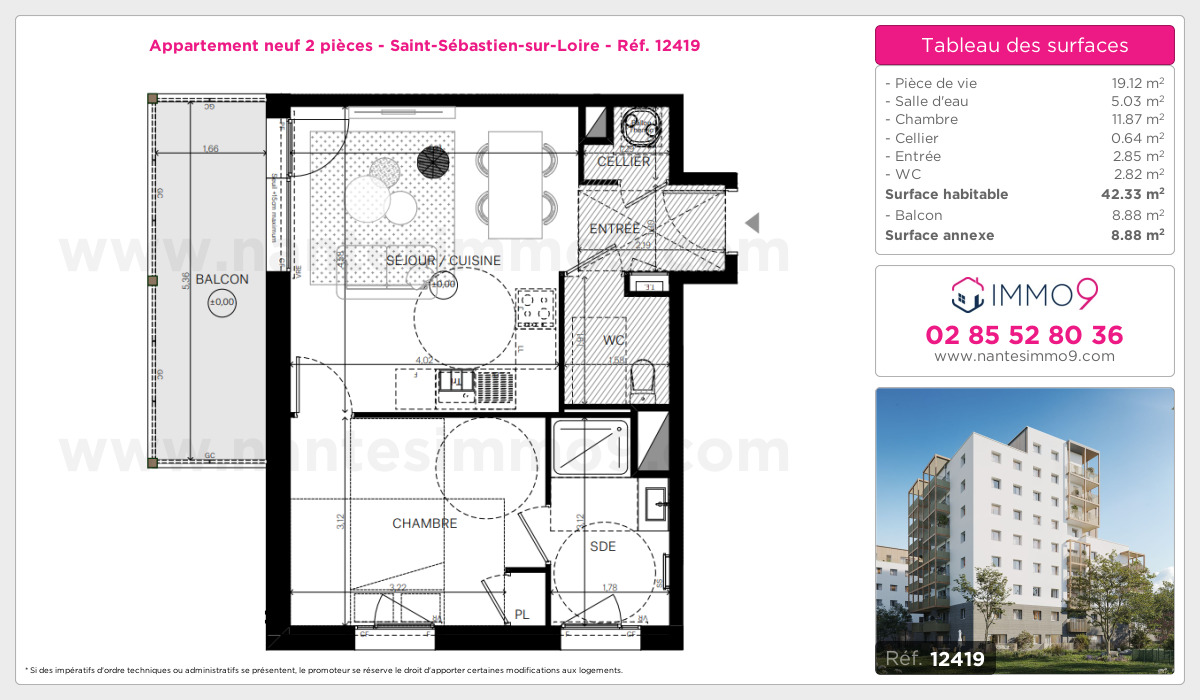 Plan et surfaces, Programme neuf Saint-Sébastien-sur-Loire Référence n° 12419