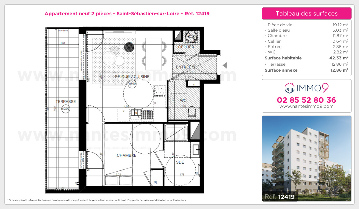 Plan et surfaces, Programme neuf Saint-Sébastien-sur-Loire Référence n° 12419