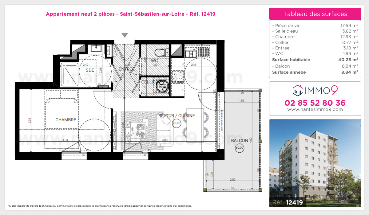 Plan et surfaces, Programme neuf Saint-Sébastien-sur-Loire Référence n° 12419