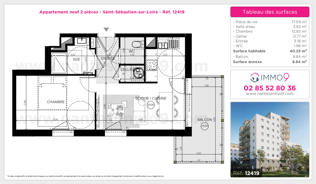 Plan et surfaces, Programme neuf Saint-Sébastien-sur-Loire Référence n° 12419