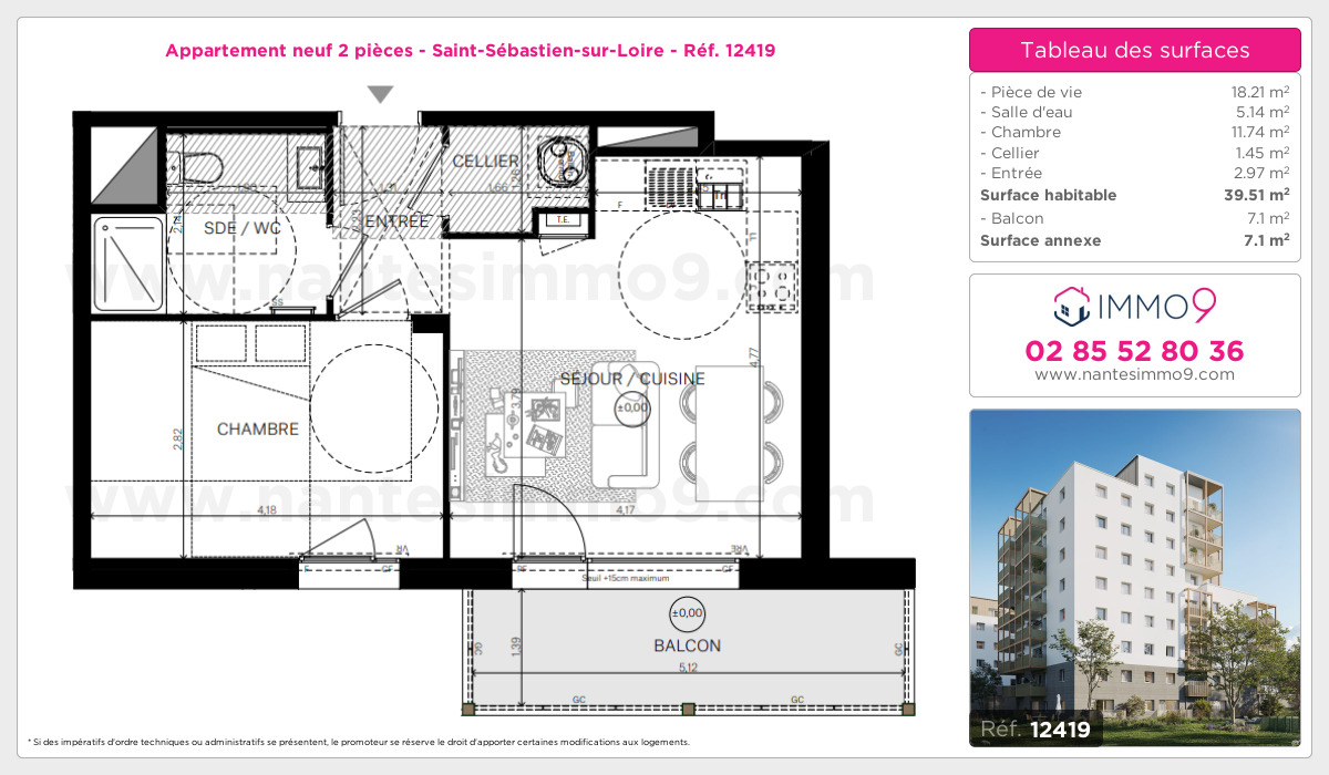 Plan et surfaces, Programme neuf Saint-Sébastien-sur-Loire Référence n° 12419