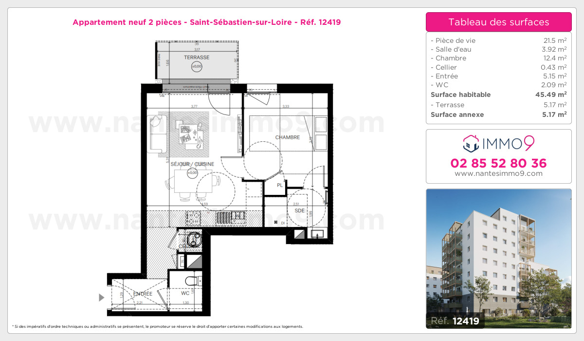 Plan et surfaces, Programme neuf Saint-Sébastien-sur-Loire Référence n° 12419