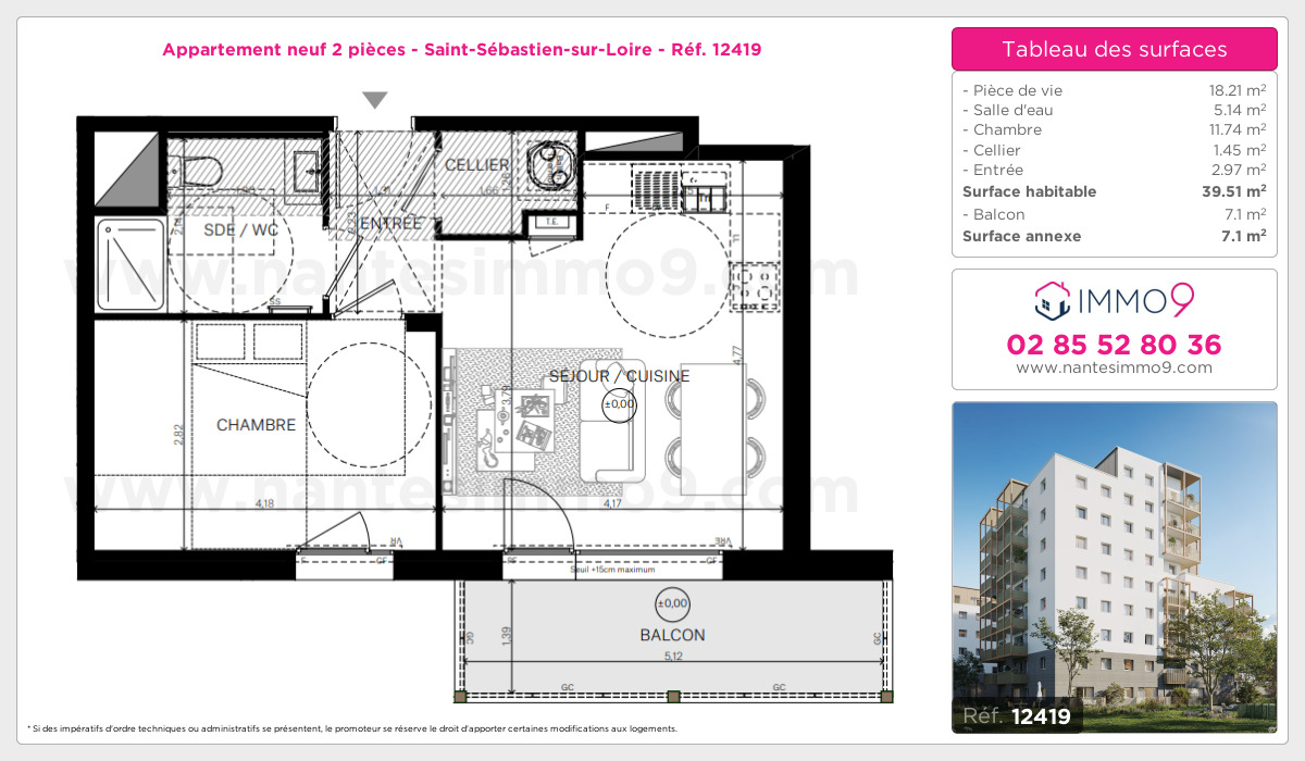 Plan et surfaces, Programme neuf Saint-Sébastien-sur-Loire Référence n° 12419