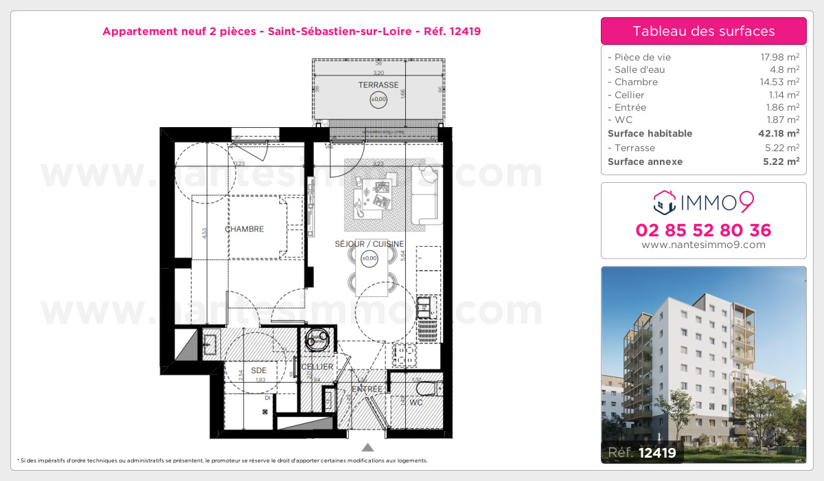 Plan et surfaces, Programme neuf Saint-Sébastien-sur-Loire Référence n° 12419
