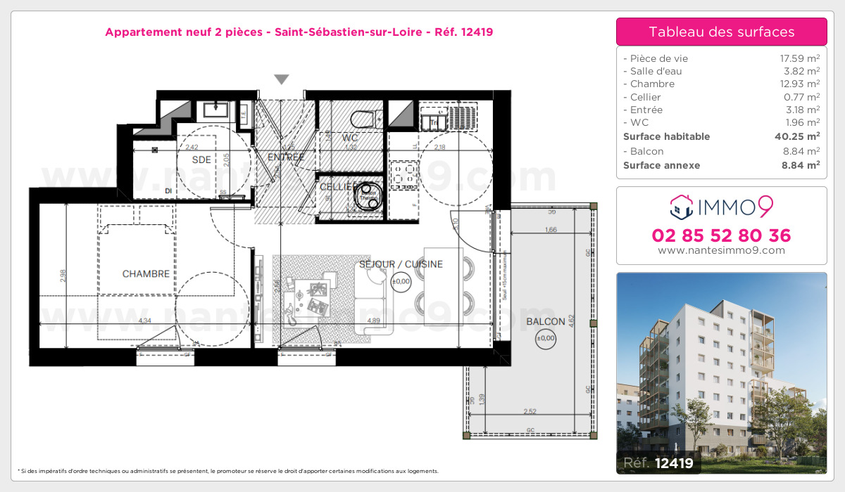 Plan et surfaces, Programme neuf Saint-Sébastien-sur-Loire Référence n° 12419