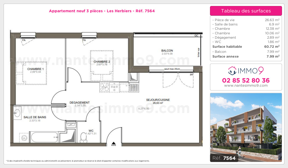 Plan et surfaces, Programme neuf Herbiers Référence n° 7564