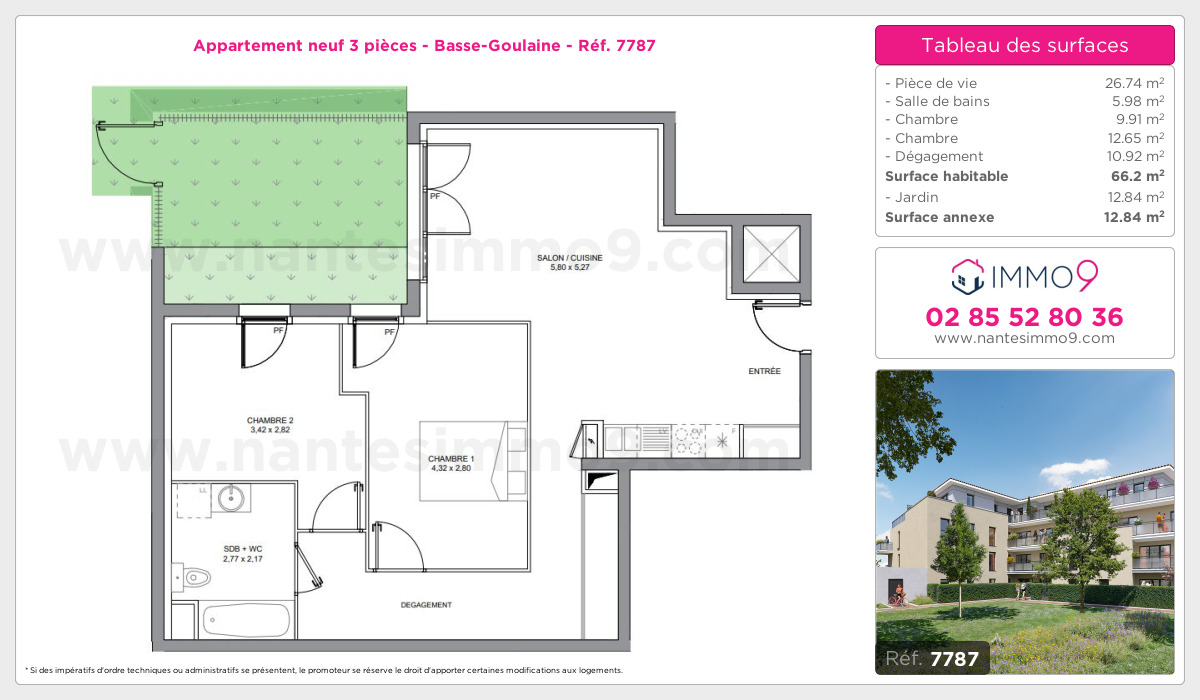 Plan et surfaces, Programme neuf Basse-Goulaine Référence n° 7787