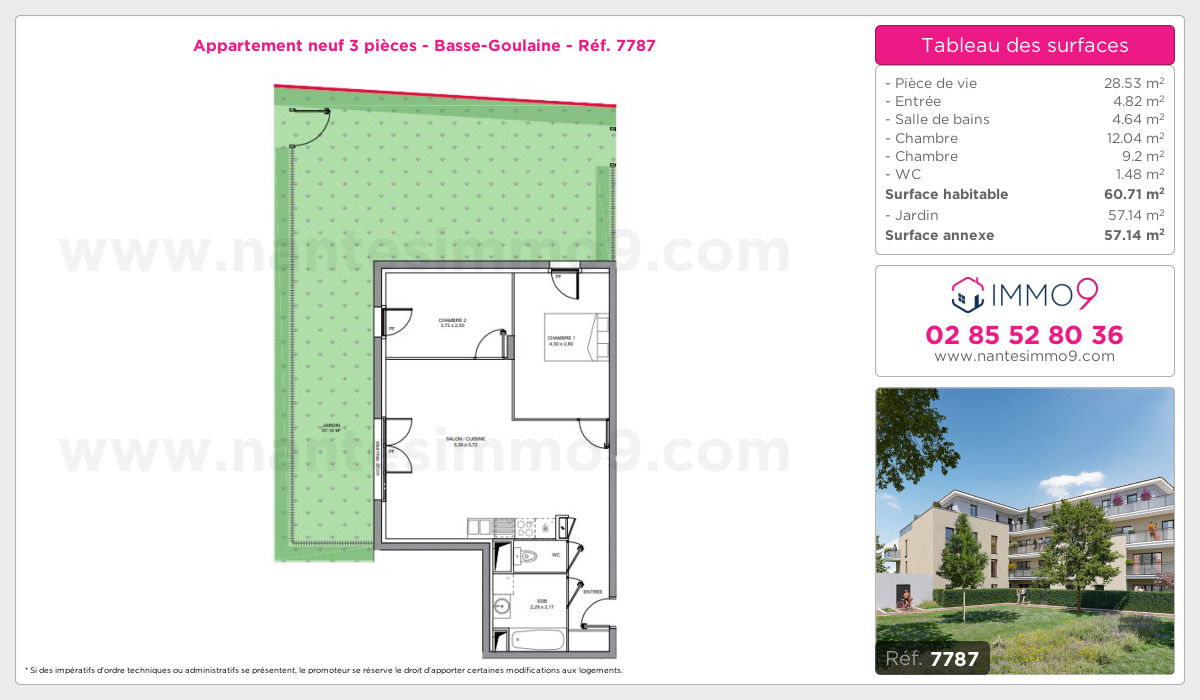 Plan et surfaces, Programme neuf Basse-Goulaine Référence n° 7787