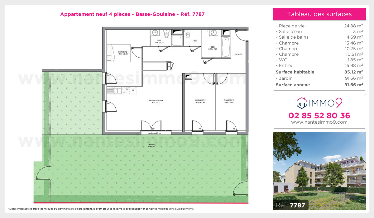 Plan et surfaces, Programme neuf Basse-Goulaine Référence n° 7787