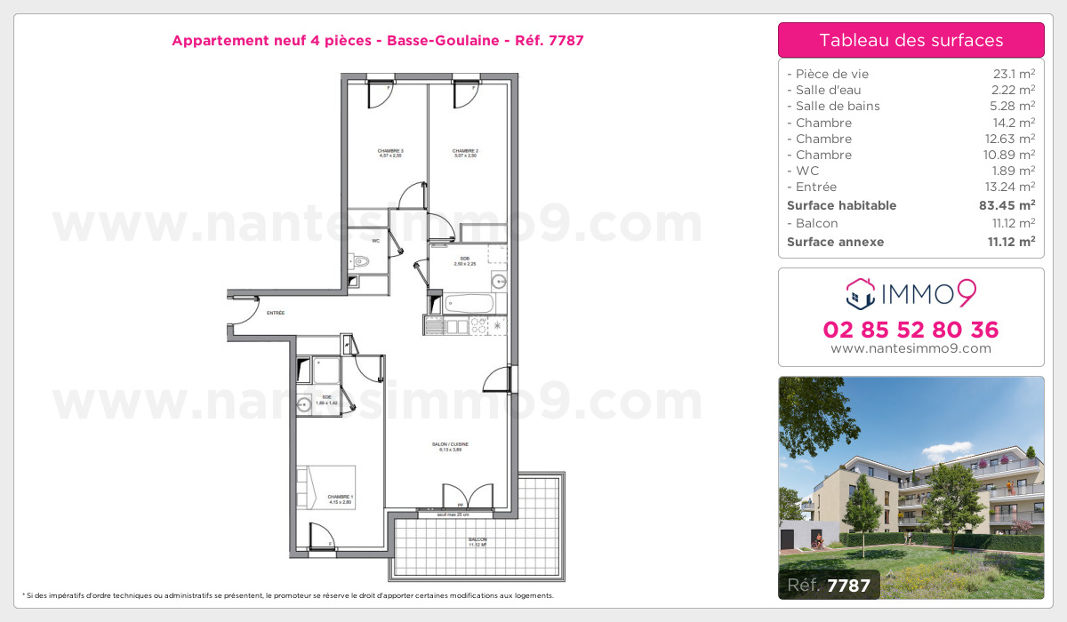 Plan et surfaces, Programme neuf Basse-Goulaine Référence n° 7787