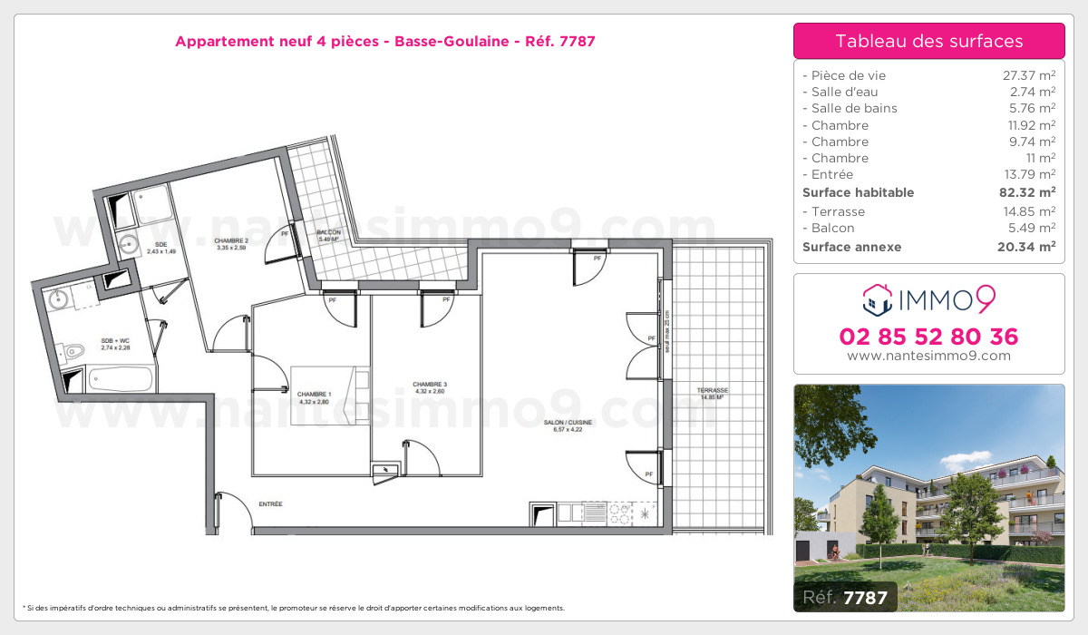 Plan et surfaces, Programme neuf Basse-Goulaine Référence n° 7787
