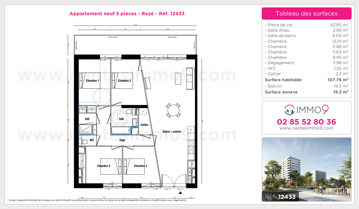 Plan et surfaces, Programme neuf Rezé Référence n° 12433