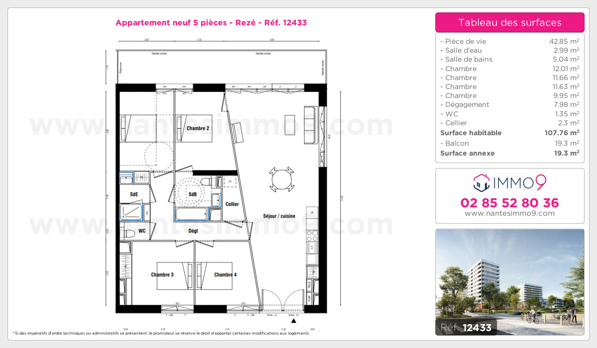 Plan et surfaces, Programme neuf Rezé Référence n° 12433