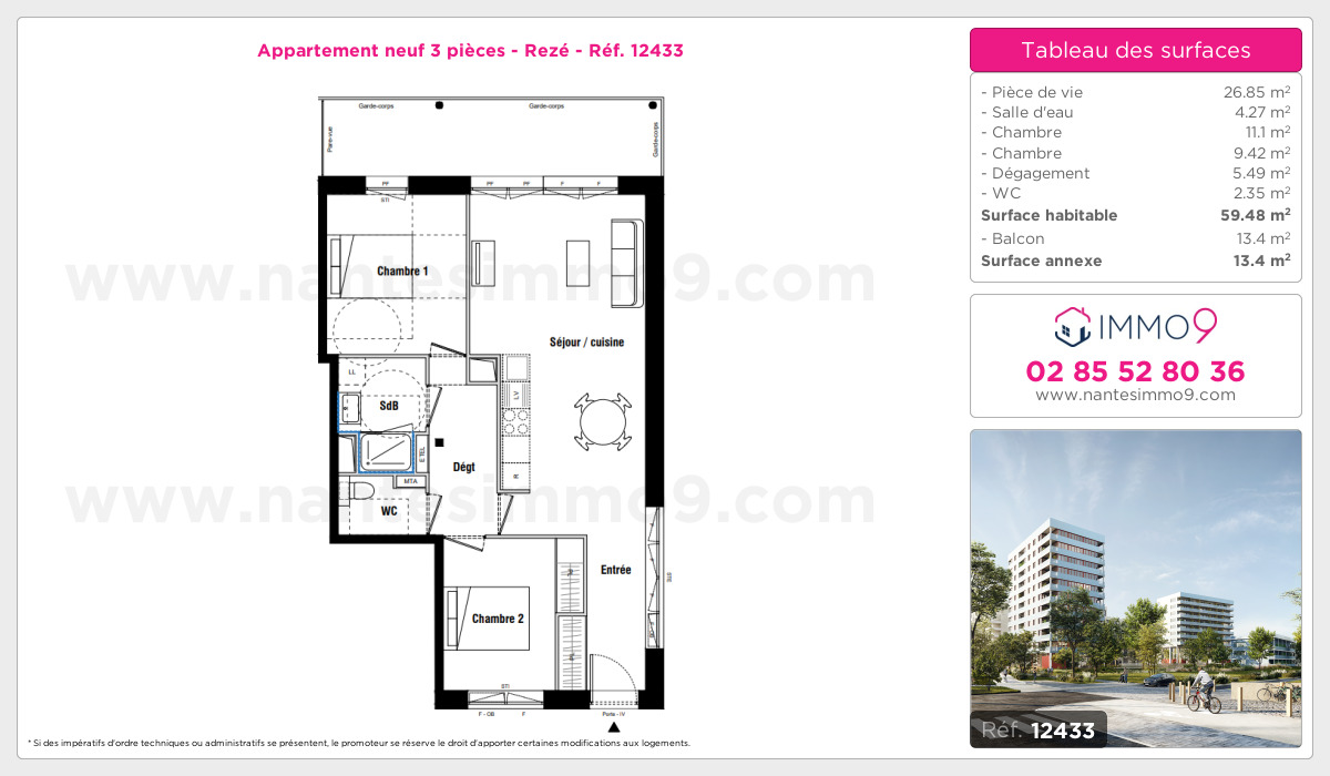 Plan et surfaces, Programme neuf Rezé Référence n° 12433