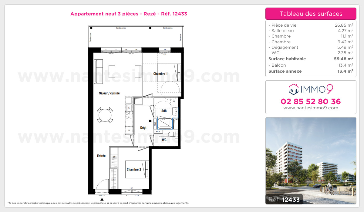 Plan et surfaces, Programme neuf Rezé Référence n° 12433