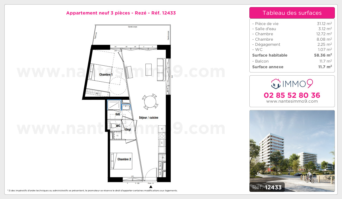 Plan et surfaces, Programme neuf Rezé Référence n° 12433