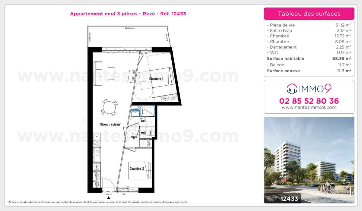 Plan et surfaces, Programme neuf Rezé Référence n° 12433