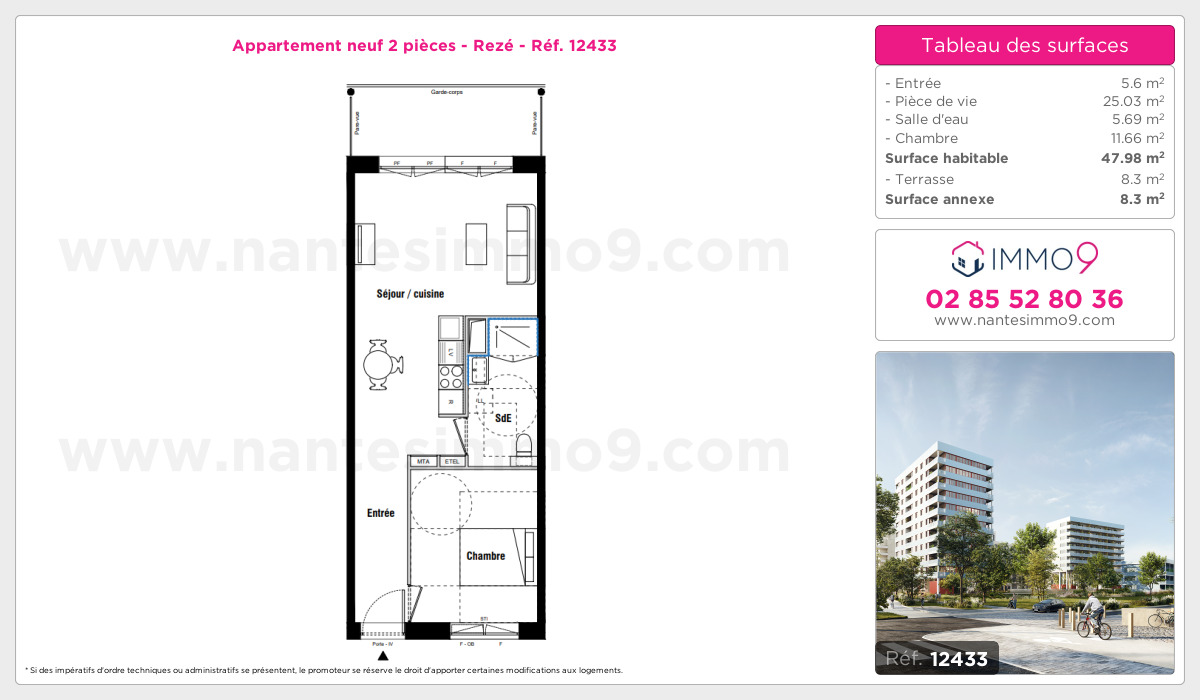 Plan et surfaces, Programme neuf Rezé Référence n° 12433