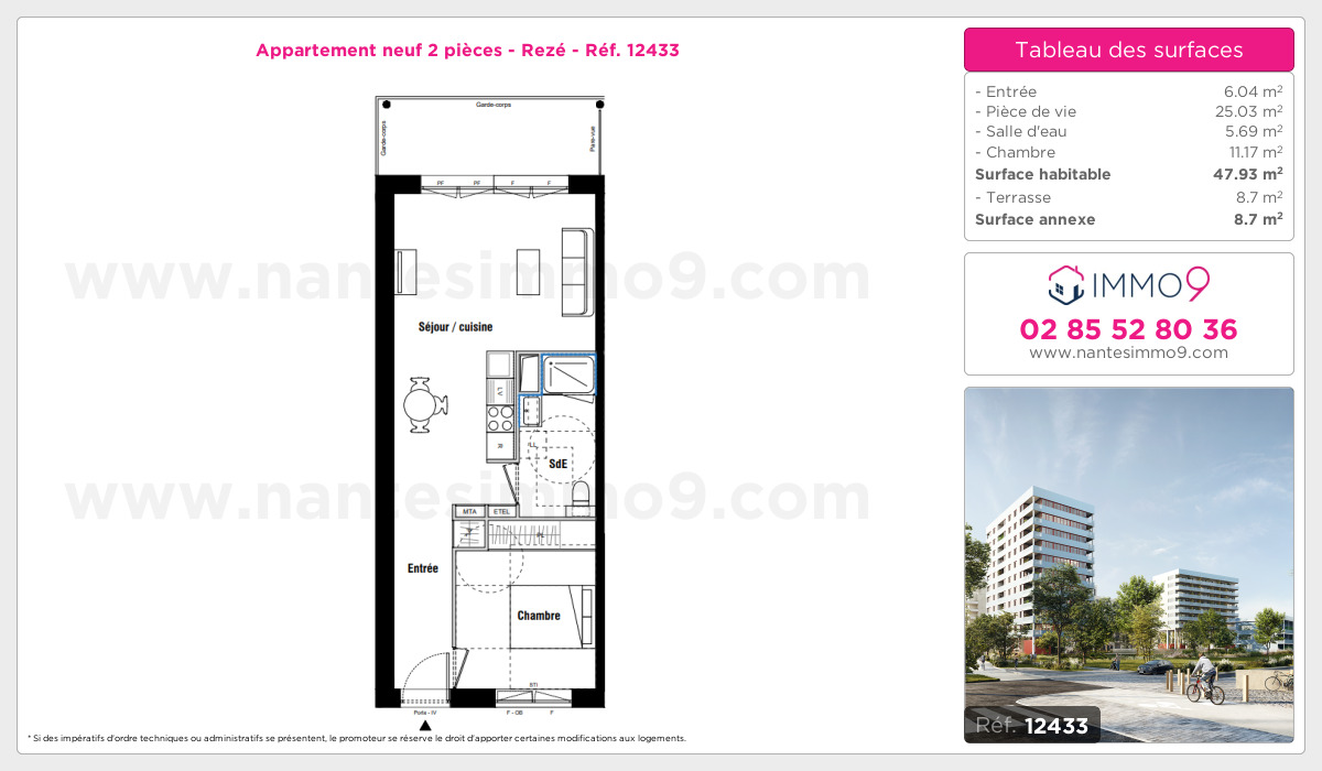 Plan et surfaces, Programme neuf Rezé Référence n° 12433