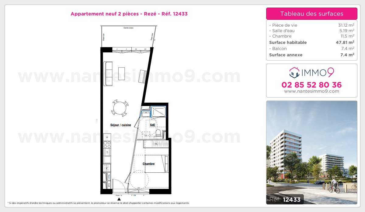 Plan et surfaces, Programme neuf Rezé Référence n° 12433