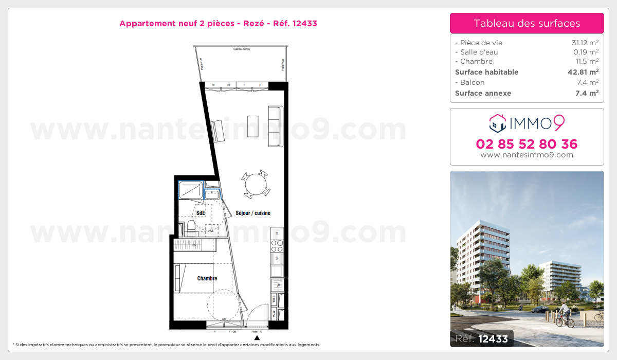 Plan et surfaces, Programme neuf Rezé Référence n° 12433