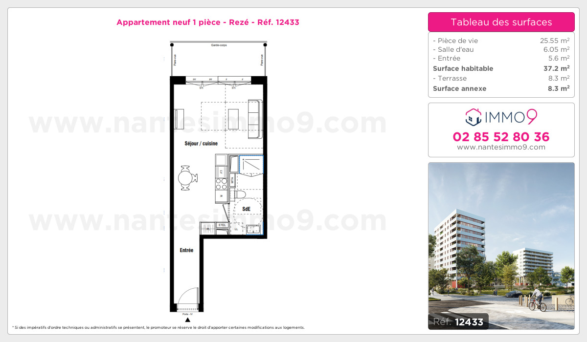 Plan et surfaces, Programme neuf Rezé Référence n° 12433