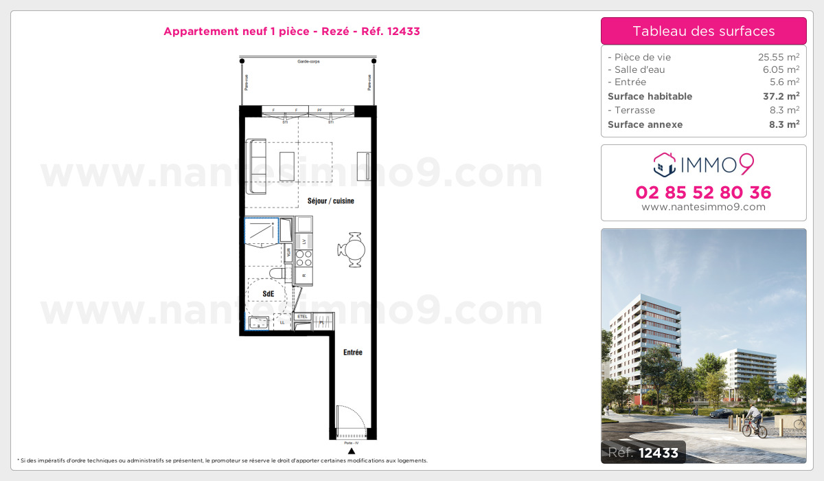 Plan et surfaces, Programme neuf Rezé Référence n° 12433