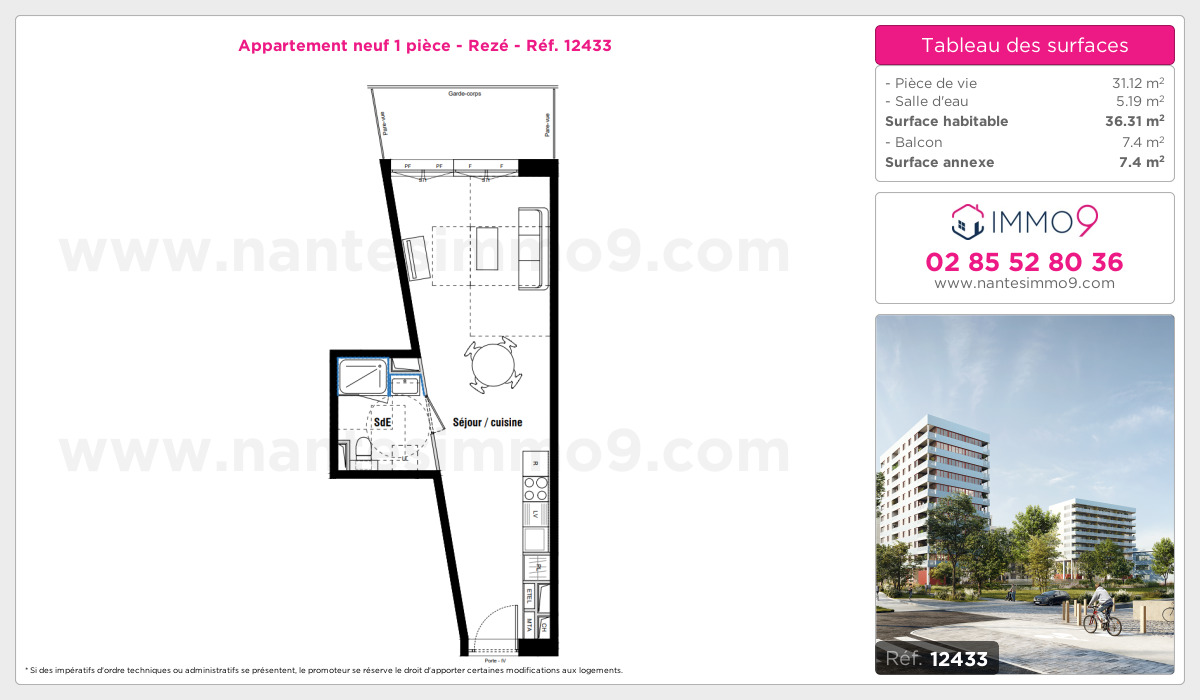Plan et surfaces, Programme neuf Rezé Référence n° 12433