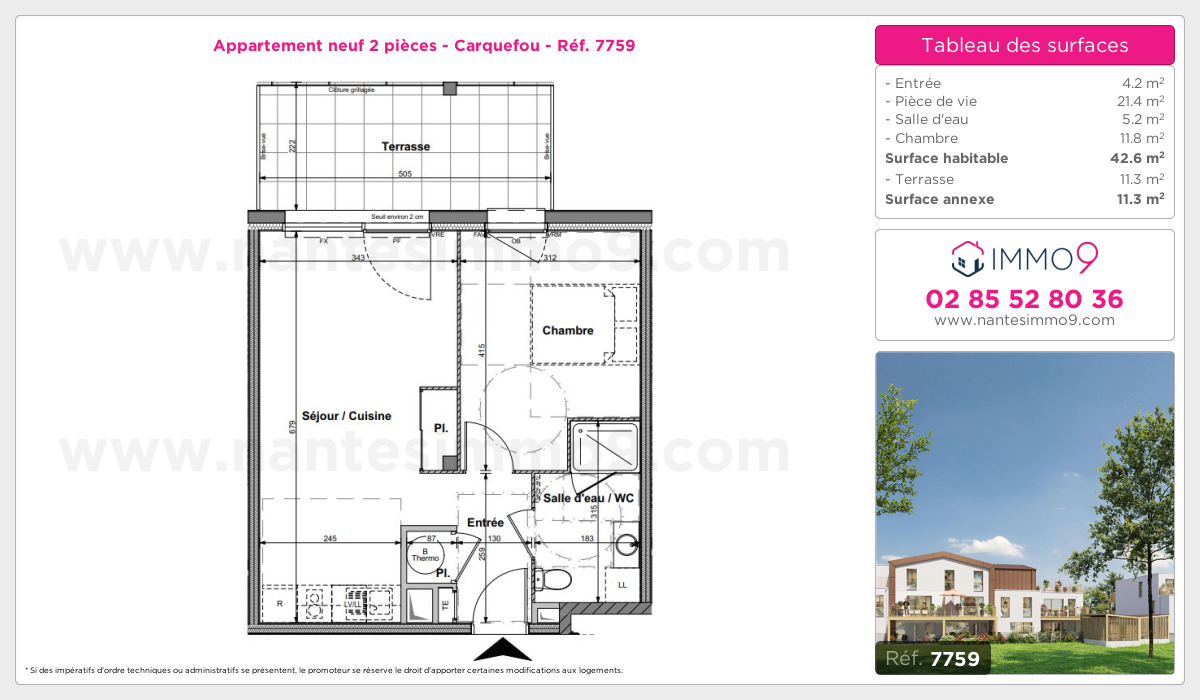 Plan et surfaces, Programme neuf Carquefou Référence n° 7759