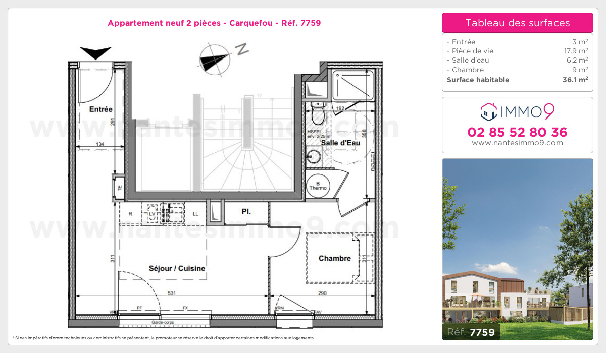 Plan et surfaces, Programme neuf Carquefou Référence n° 7759