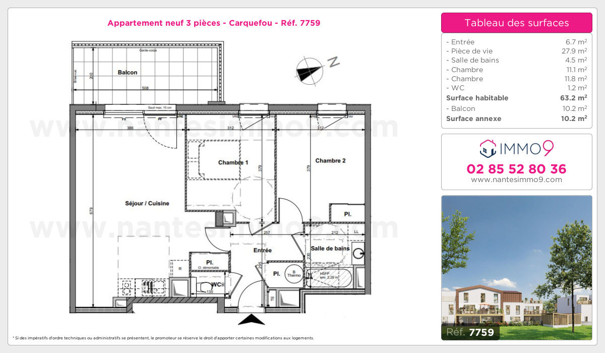 Plan et surfaces, Programme neuf Carquefou Référence n° 7759